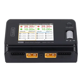 

New style IN Stock NEW ToolkitRC M6D 500w 15A DC Dual Smart Charger Discharger Battery Balance for 1-6S Lipo LiHV Lion NiMh
