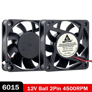 

10 PCS Gdstime 6cm 60x60x15mm 6015 Ball Bearing PC CPU Brushless Cooling Fan DC 12V 2Pin 60mm Computer Case Cooler Fan