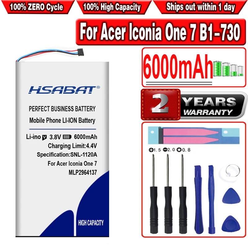 Аккумулятор HSABAT MLP2964137 для Acer lconia One 7 B1-730 B1-730HD A1402 6000 мАч | Мобильные телефоны и