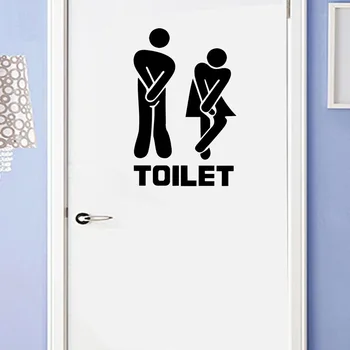 

Bathroom Wall Decals Toilet Seat Entrance Sign Wall Sticker Home Decoration Accessories For Public Place Vinyl Wall Decor Y799