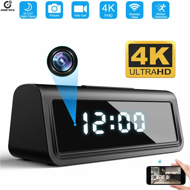 $US $65.53 wifi camera Secret Clock micro camera Security Cam Night Vision Motion Detect Camcorder 166degree 4K HFD micro camera espia