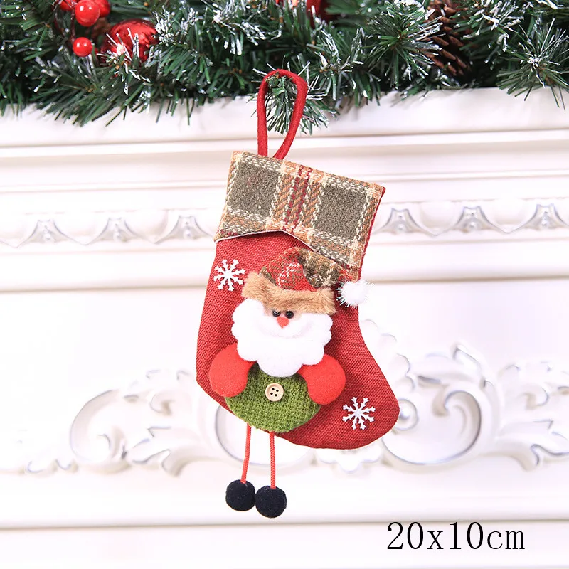 Подарочный Рождественский чулок сумки год Детские Рождественские украшения для подарков для дома с утолщённой меховой опушкой, хороший декор натальное дерево украшения Noel "сделай сам" - Цвет: style 9-29-santa