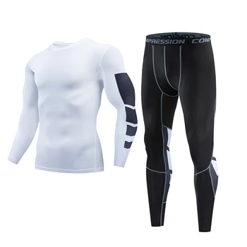 

Men's compression men's t-shirt + leggings rashgard kit long sleeve t-shirt fitness man sportswear thermal underwear base