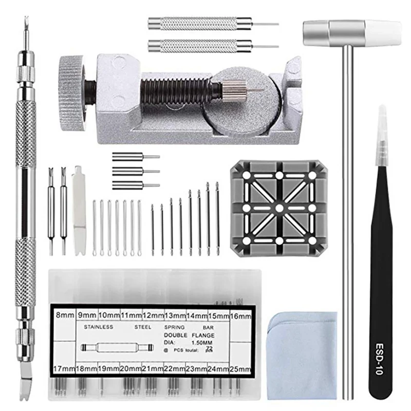 

6 pieces / set Repair tool for watch Watch Band Link Pins Remover Tool Kit Dual Head Hammer watch band For Adjusting Repairing
