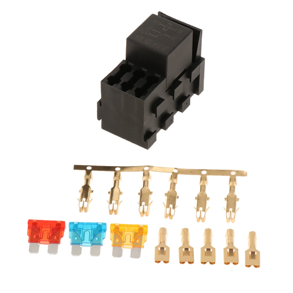 Automotive Marine RV Boat Fuse Relay Holder 4-Slot Relay Box 1 3 Fuses Automotive Fuse Box Holder Socket