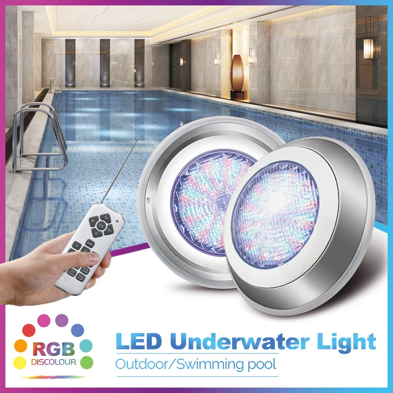 Modern Stainless Swimming Pool Lights Par56 IP68 Submersible Lamp LED Underwater Light RGB Multi-color AC12V Fountain Wall Lamps