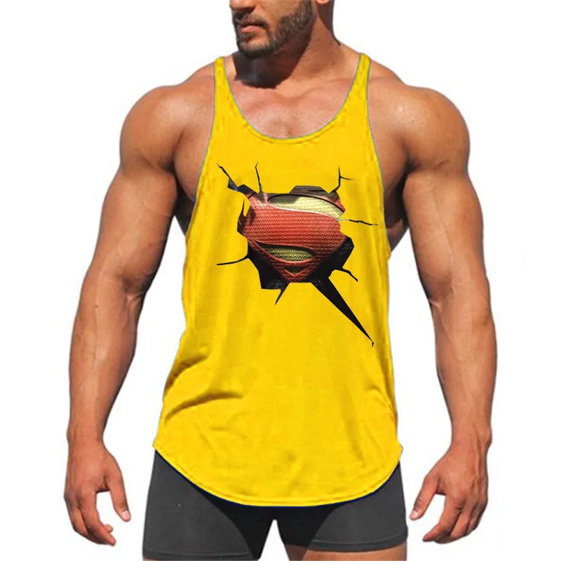 Brand Fitness Clothing 3D Superman gym tank top men bodybuilding stringer singlets muscle vest Weightlifting Sleeveless Shirt