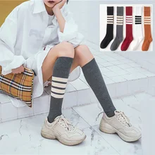 Носки женские до колена уличная одежда зимние теплые высококачественные хлопковые корейские консервативные рождественские Модные Гольфы 10