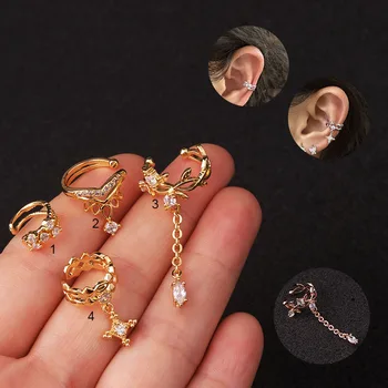 

1 Piece Clip Earrings For Women Without Ear Holes Inlaid With Zircon Earclip Creative Non-Piercing Accessories Can Wholesale