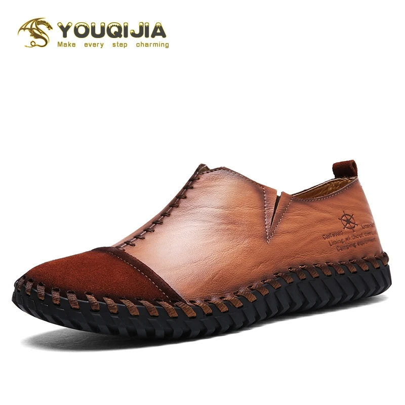 

Genuine Leather Men Casual Shoes Luxury Brand 2020 Mens Loafers Moccasins Breathable Slip on Black Driving Shoes YOUQIJIA