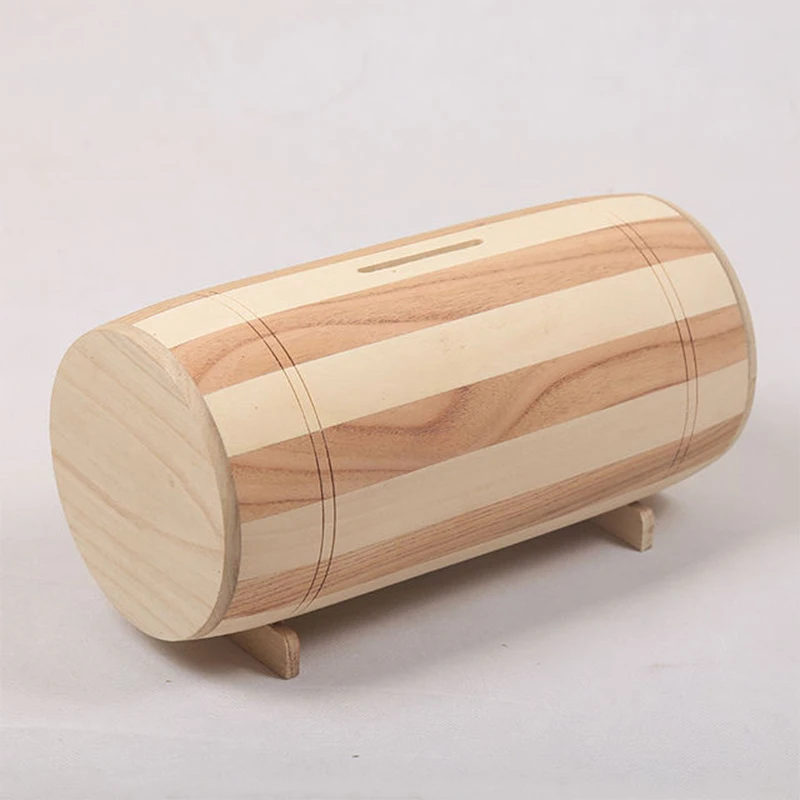 Wooden Wine Barrel Money Box, Piggy Bank, Safe Coin Bank, Handmade, Safe, Carving, 1Pc 2