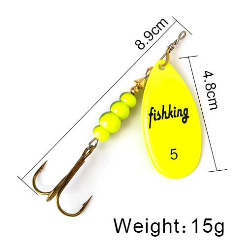 FISH KING Spinner Bait 3.9g 4.6g 7.4g 10.8g 15g Spoon Lures pike Metal With Treble Hooks Arttificial Bass Bait Fishing Lure as photo