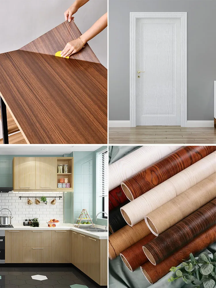 DIY Wood Grain Wallpaper for Kitchen Films Reconditioned Clothes Closet Door Furniture Home Office Decor Wall Sticker | Обустройство