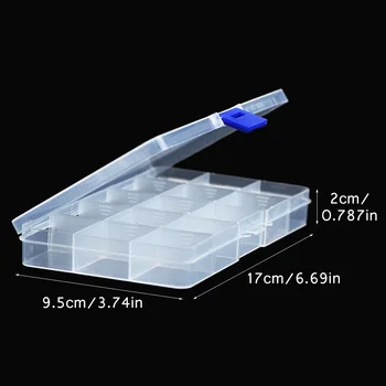 

RBFHYER 15 Slots Plastic Jewelry Box Storage Case Transparent ectangle Beads Earrings Rings Rectangle Display Gift Boxes
