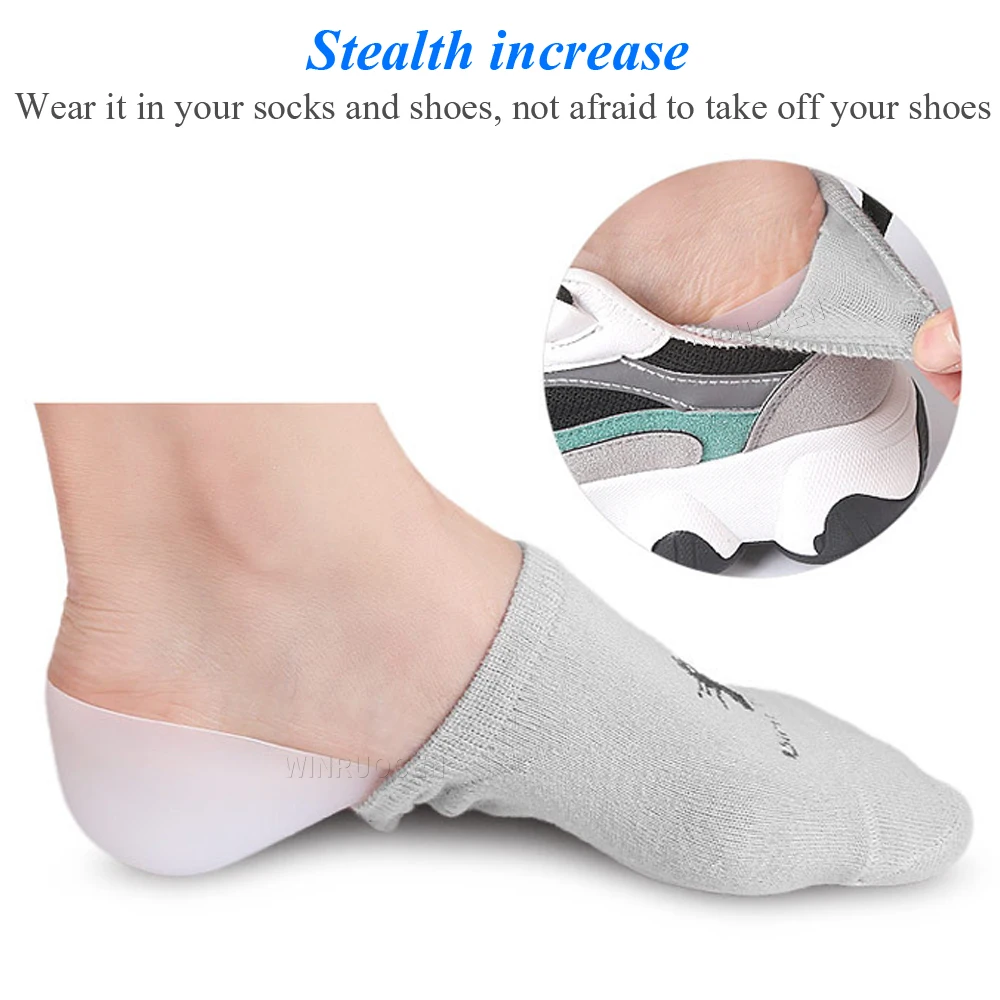 1.5cm 2.5cm 3.5cm Increase Height Silicone Gel Pads Heel Heightened Gel Insole In Socks Relieve Plantar Fasciitis Foot Care shoe insoles,heel protector pads
