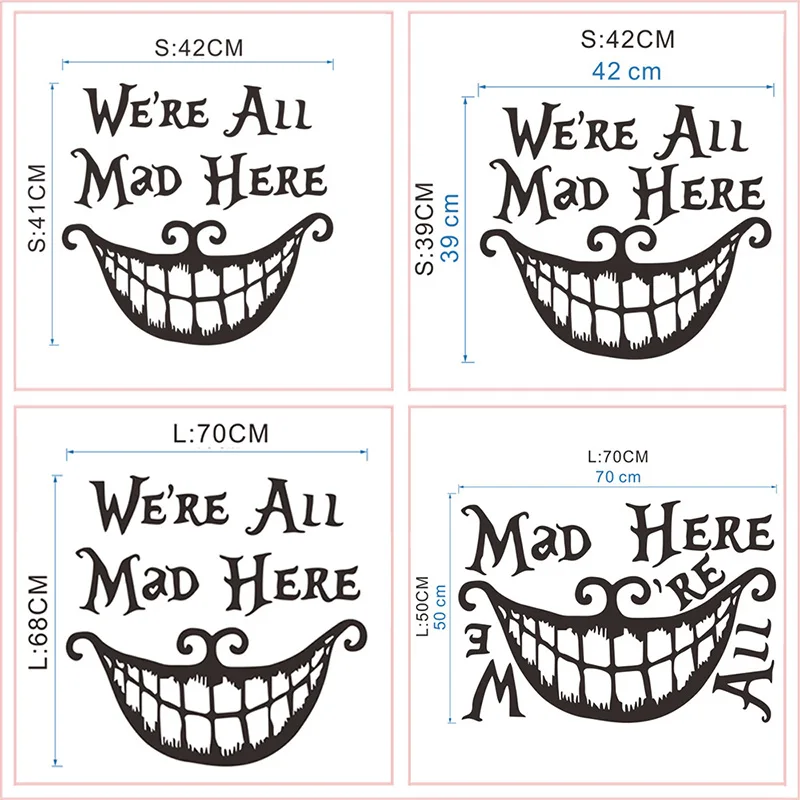 Наклейки на стену We Are All Mad Here виниловые художественные украшения для дома и