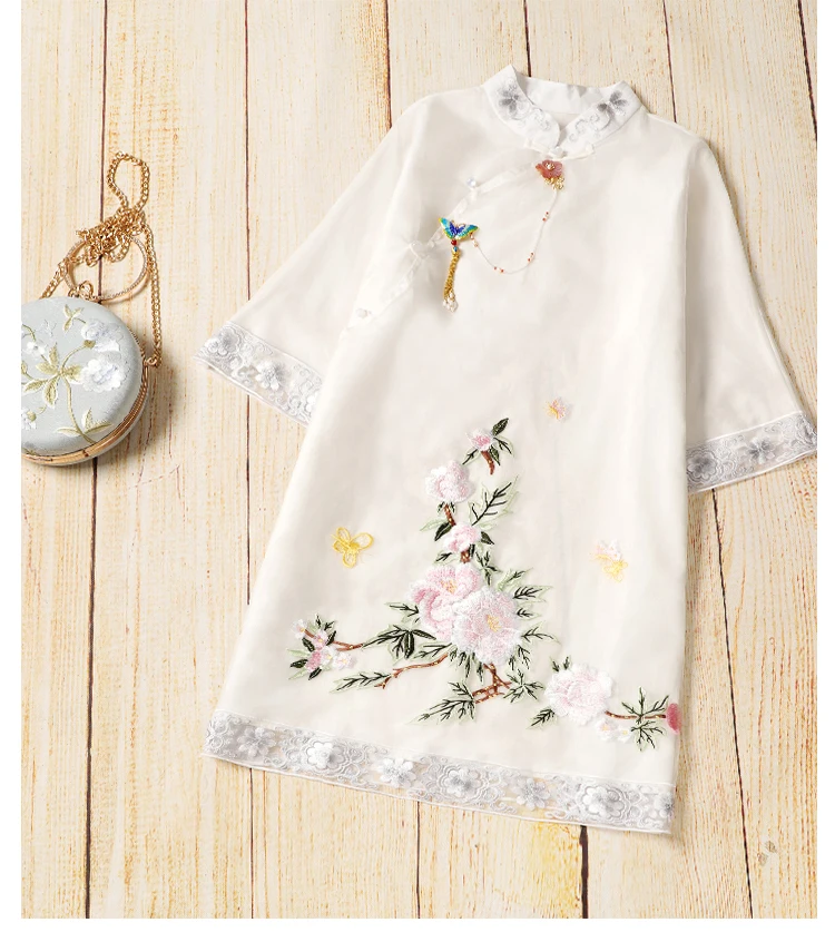 Классическая вышивка Элегантный Cheongsam стиль шелковое платье куртки