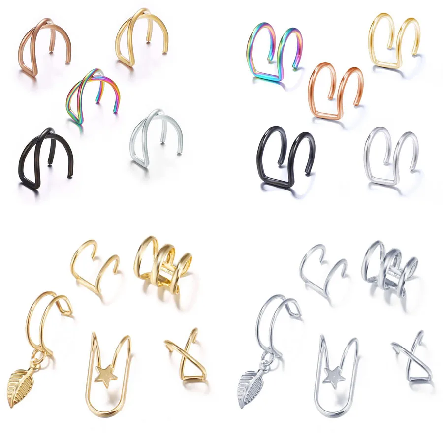 

No Pierced Ear Clip Cross C Shape Clip On Earrings Ear Cuff Women Earrings Fashion Gold Cartilage Punk Jewelry Ear Wrap Earcuff