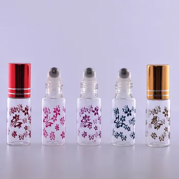 

5ml 1pc Essential Oil Roller Ball Glass Perfume Bottles Butterfly Printing Perfume Empty Bottle Container Travel