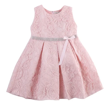 

Kids Flower Girl Cute Dress Bow Sleeveless Back Zipper Gown Formal Baby Lace Wedding Party Dresses Kids Clothes 2-7Years