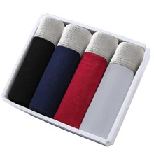 4 шт., мужские хлопковые трусы-боксеры, мужские трусы, комфортные трусики из «дышащей» ткани, мужское нижнее белье, мужские брендовые трусы-боксеры