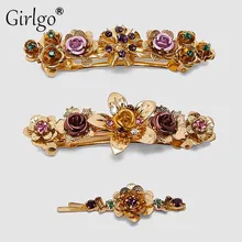 Girlgo винтажная упаковка Цветочные Шпильки волос аксессуары ювелирные изделия для женщин Свадебные подарки металлические Цветочные Заколки оптом