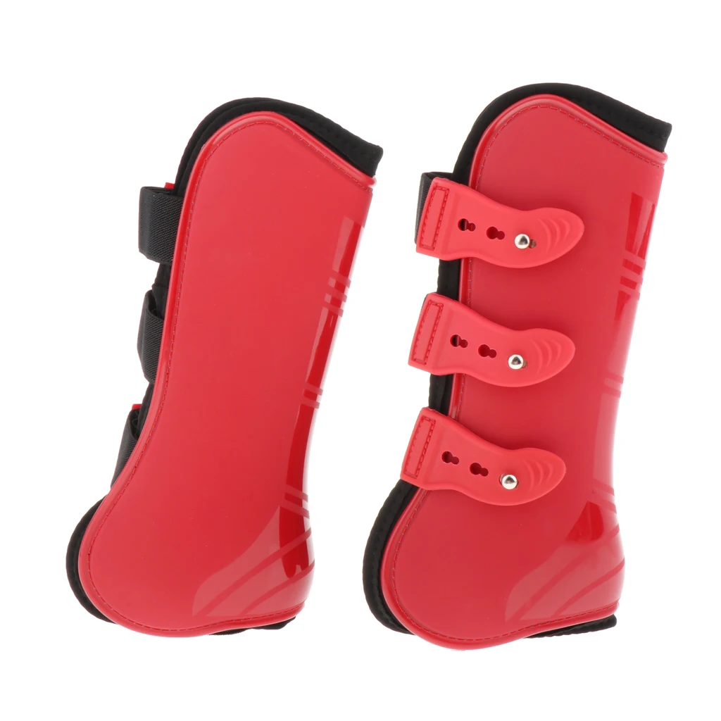 1 Pair Horse Support Boots, PU Secure Leg Protection Horse Tendon Boots Breathable Wrap, PU shell and Neoprene Lining