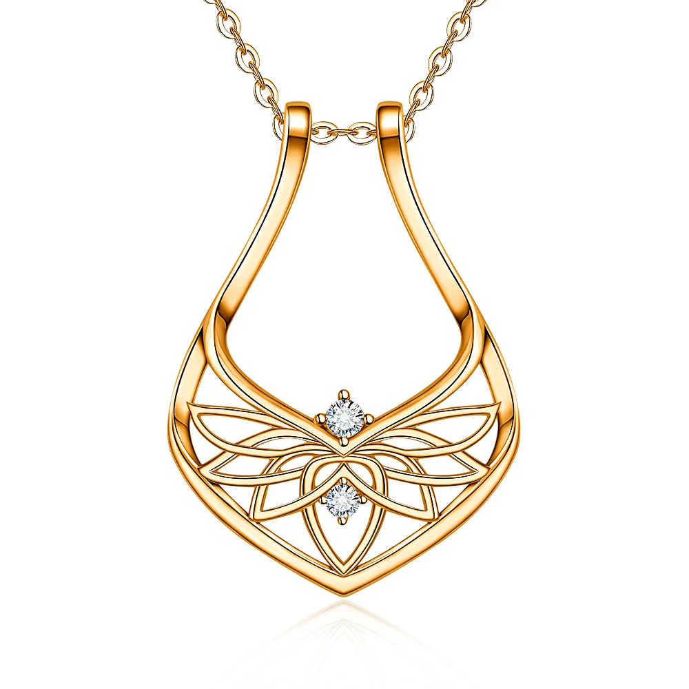 Ring Holder Necklace Geometric Thick Chain Option Ring Keeper Pendant