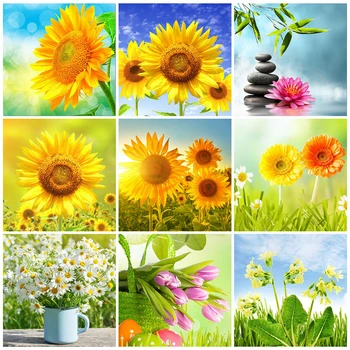 

Huacan Full Drill Square Diamond Painting Flower 5d Diamond Embroidery Cross Stitch Sunflower Handicraft DIY Home Decor