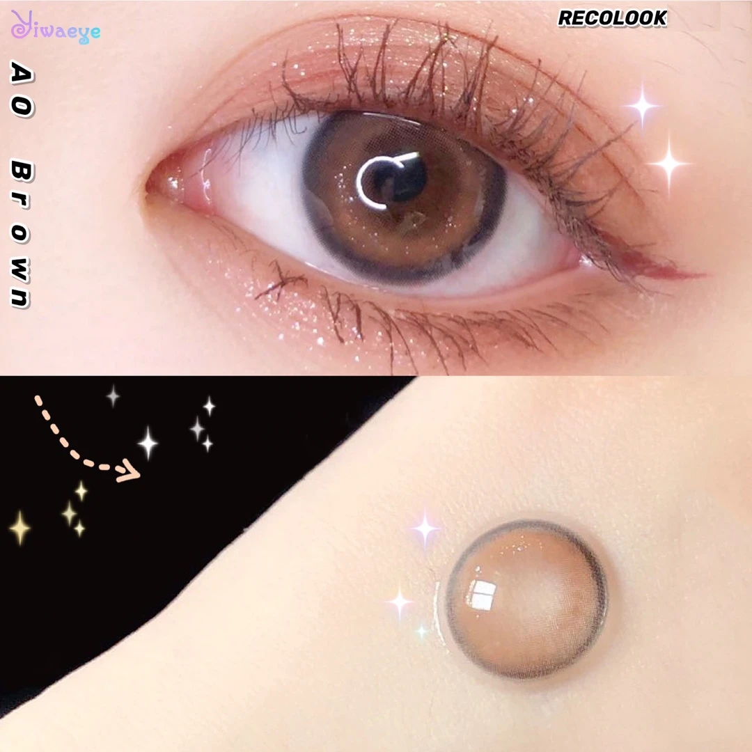 Ojo coloreado contactos Lentes no receta con Luna marrón belleza alumno cómodo suave De color De Lentes De Contacto