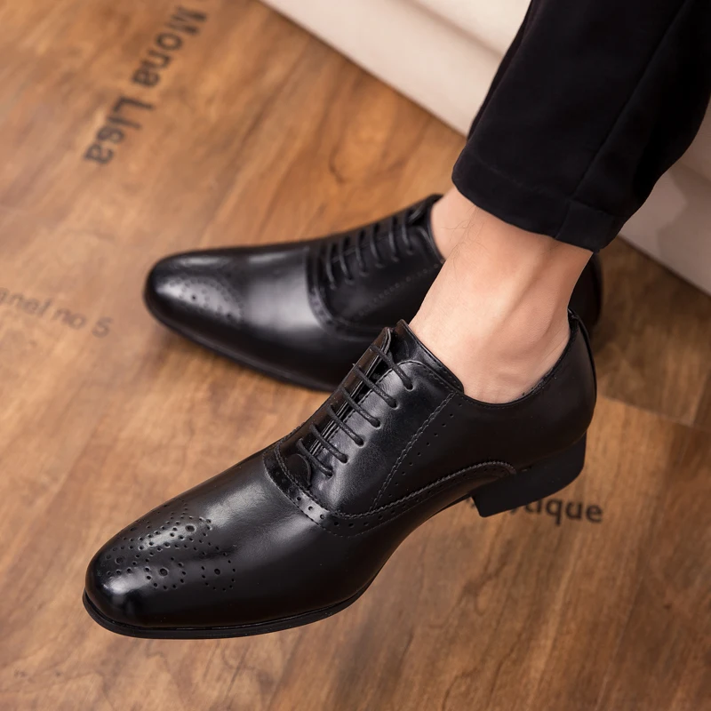 Dress Shoes outdoor wedding party Mens Business Shoes cow Leather