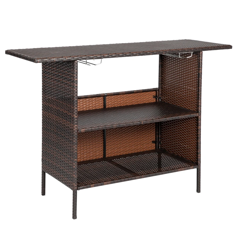 - 140 x 47 x 92cm Modern Stylish And Beautiful Bar Table Brown Gradient Including Stainless Steel Cup Holder