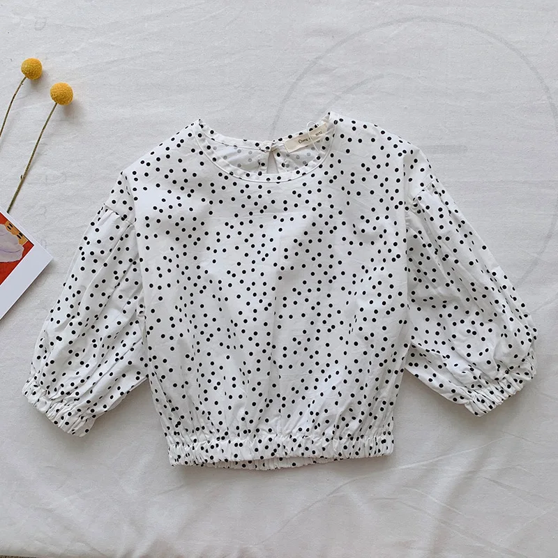 Для девочек на осень длинные рукава рубашка повседневного стиля Базовая рубашка baby doll рубашка, шифоновая рубашка белая блузка Блузка для девочек - Цвет: Многоцветный
