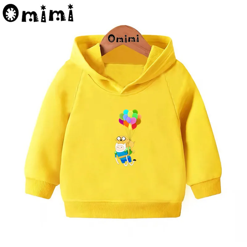 Adventure Time Finn& Jaker/милые свитшоты; детские толстовки с капюшоном; крутой пуловер для малышей; топы для девочек и мальчиков; осенняя одежда; KMT5200 - Цвет: Yellow-5200N