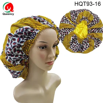 

HQT93 African Satin Bonnet American dult Large Ankara Satin bonnet 24''*24''Ankara Print Bonnet double layers Support customize