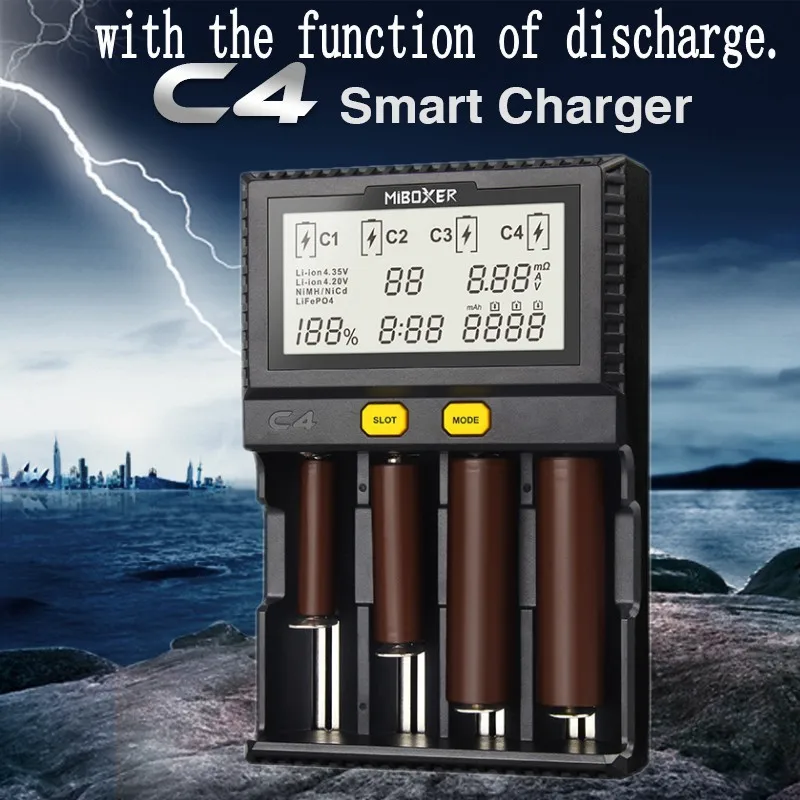 Оригинальное умное зарядное устройство Miboxer C4 VC4 LCD для li ion/IMR/INR/ICR/LiFePO4 18650 14500 26650 AA 3,7 1,2 В 1,5 В, аккумуляторы D4|battery charger|lcd battery chargercharger for | АлиЭкспресс