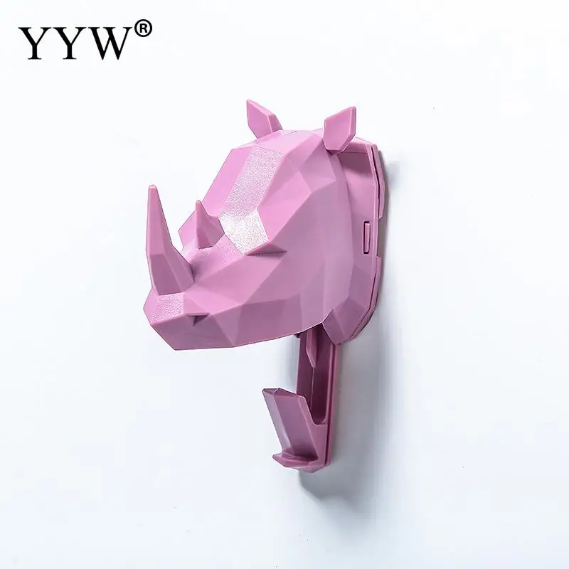 Креативные 3D крючки для стены украшения животных дверные крючки декоративные крючки для одежды пластиковые крючки олень носорог слон домашний декор - Цвет: 73x71x42mm