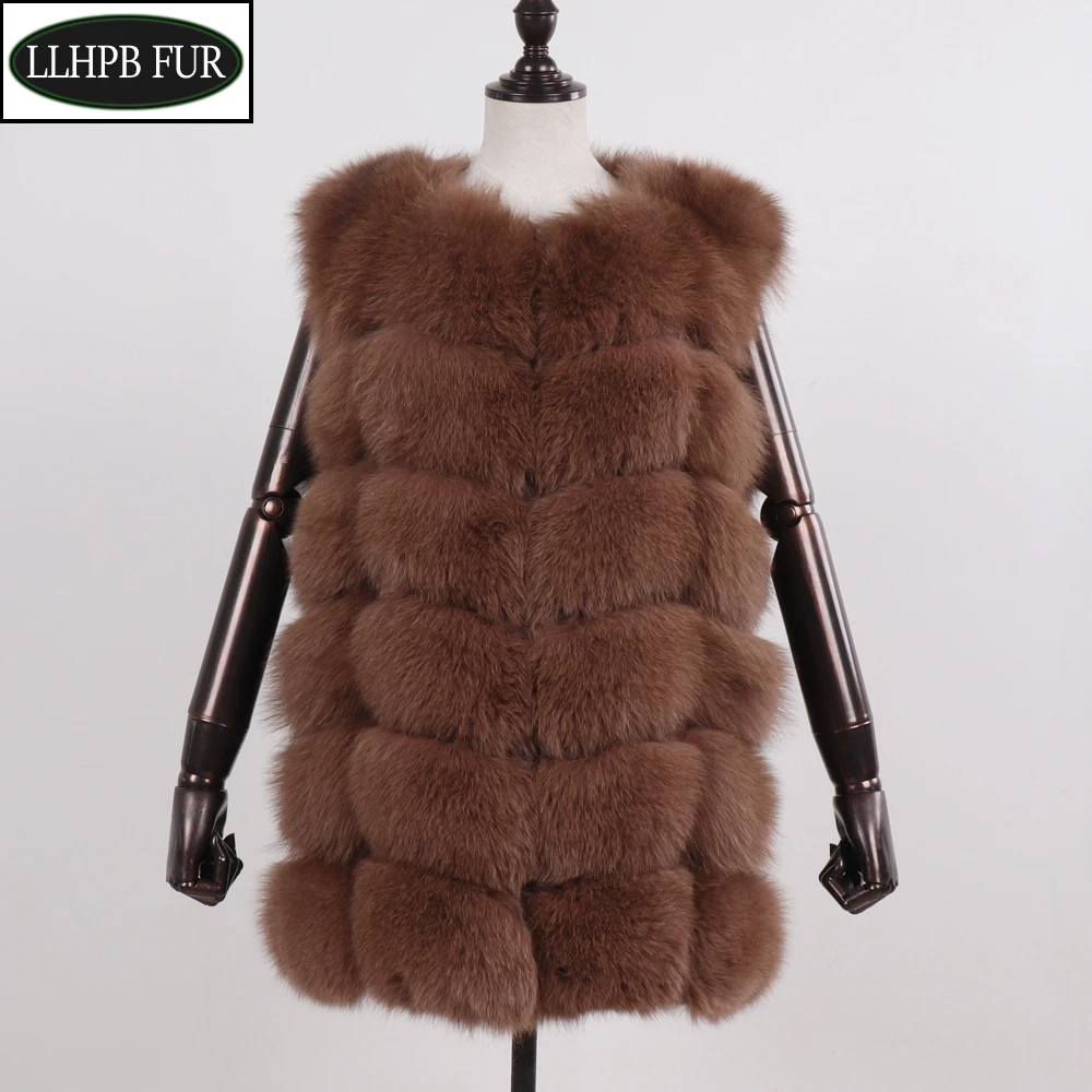 womens parka Russian Lady 100% Natural Real Fox Fur Vests Women Winter Warm Real Fox Fur Gilets Whloeskin Fluffy Genuine Fox Fur Waistcoats long puffer coat womens