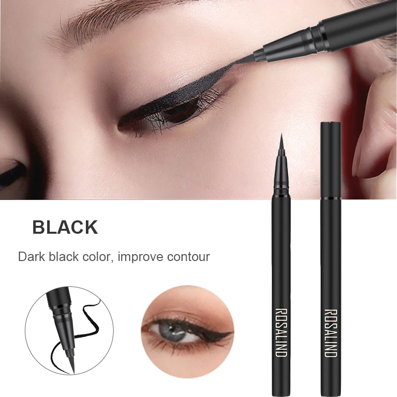

ROSALIND Cosmetics Makeup Eyeliner Waterproof Liquid Eyeliner Stamp Pen Color Shinny Black Gel Eyeliner Persistent Makeups