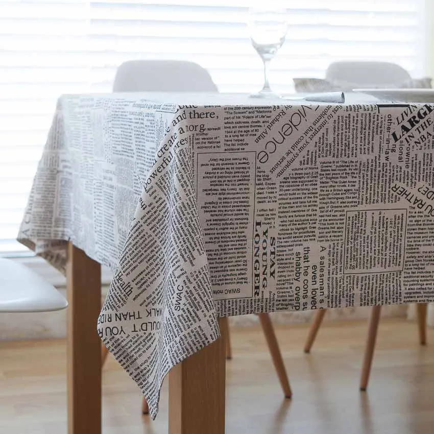 

English Letter Newspaper Table Runner Table Cloth Cover Photography Cloth Non-slip Cushion Cover Placemats Decor Bedside Table