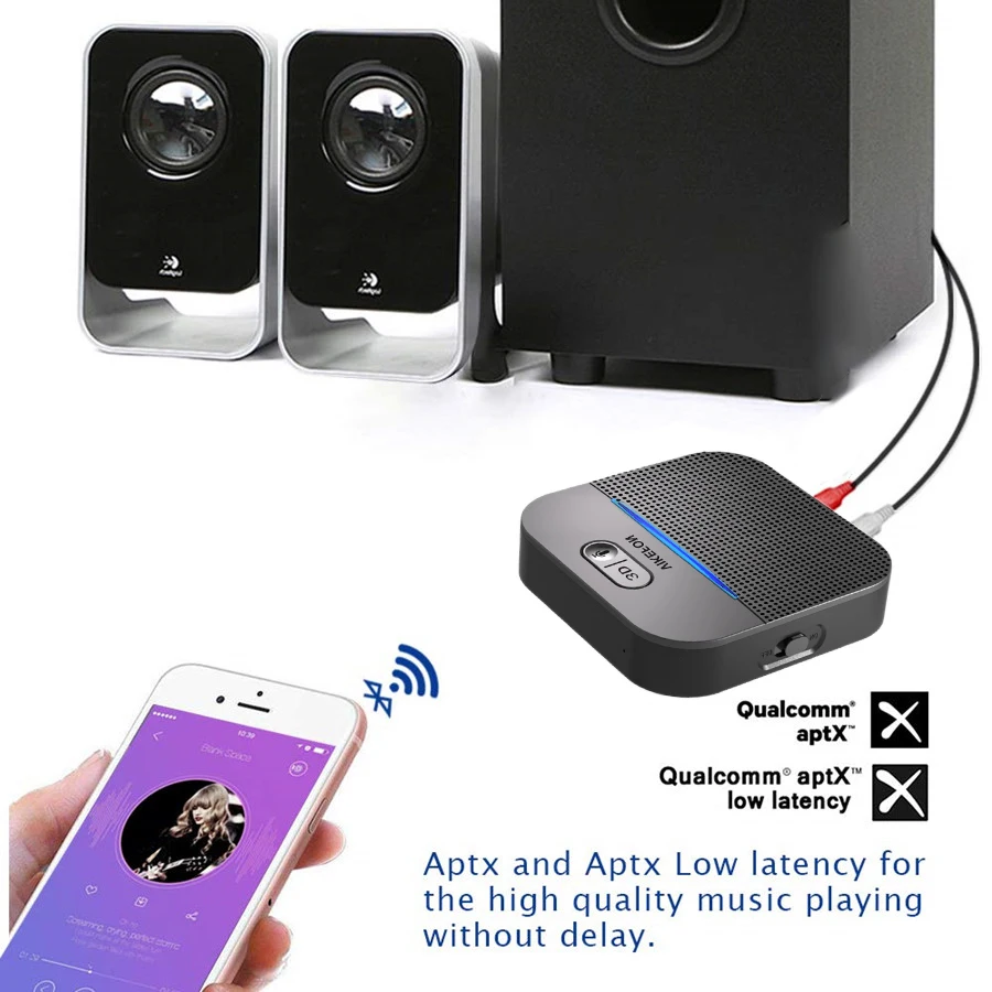 20H Play 50 м длинный Rang Bluetooth 5,0 RCA приемник с 3D объемным aptX LL 3,5 мм Jack Aux беспроводной адаптер автомобильный аудио передатчик
