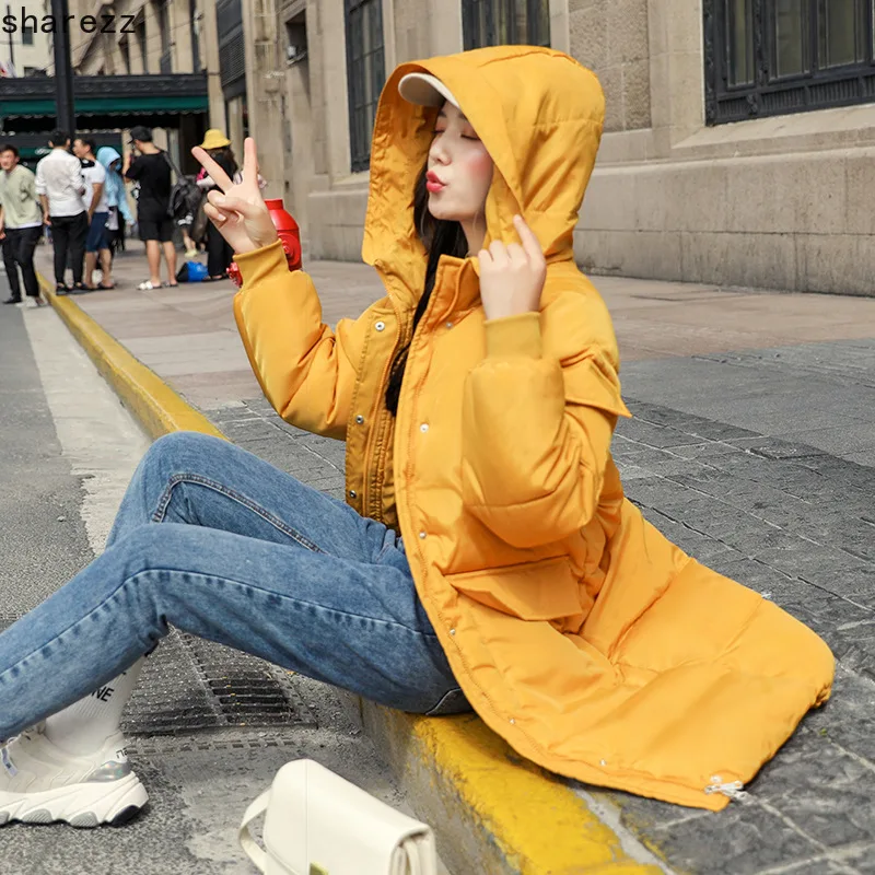 

Cotton Clothing Female Winter 2019 New Fashion Loose Long Section Thick Cotton Jacket Women Jacket J8113