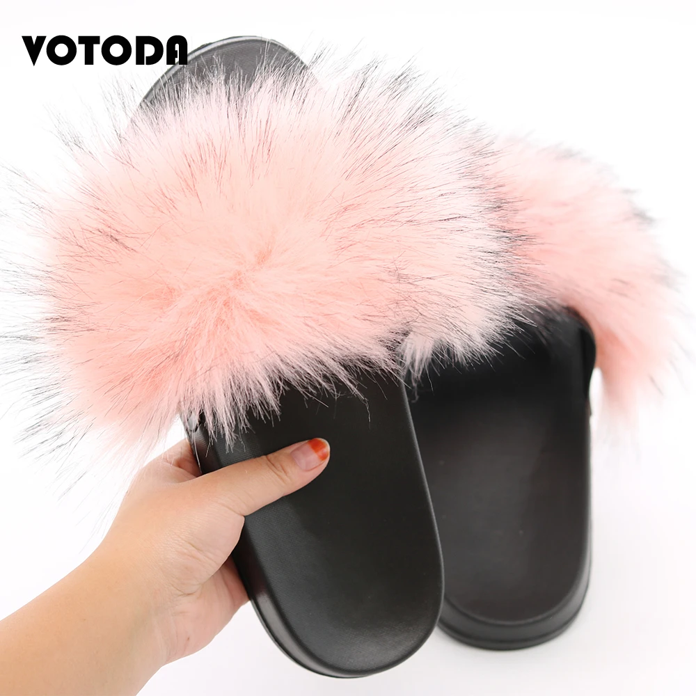 fluffy slip on sandals