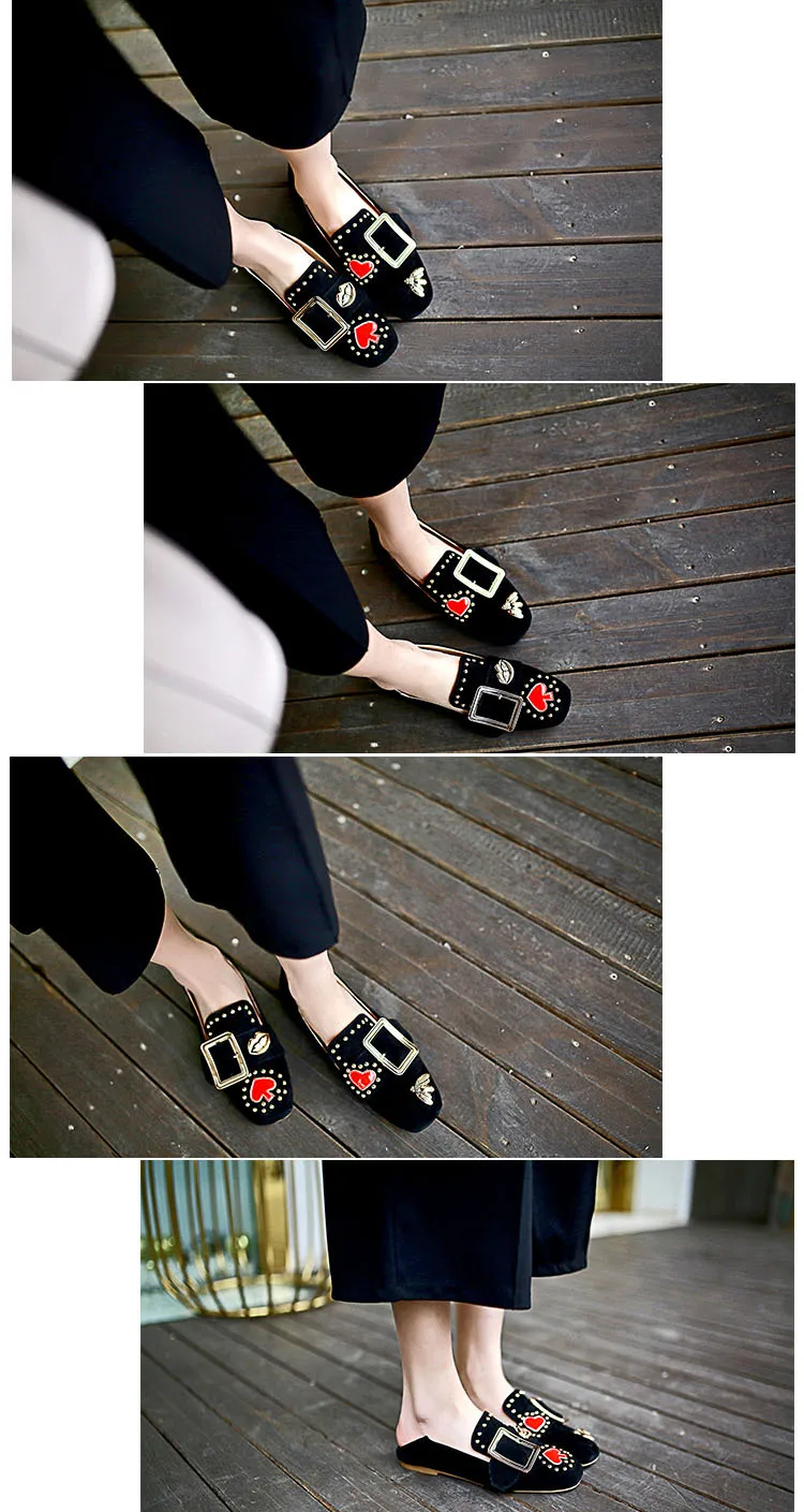 Китайская обувь с вышивкой; тонкие туфли с заклепками в виде пчелы; женские лоферы на плоской подошве с квадратным каблуком