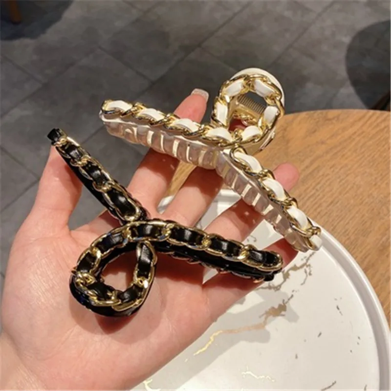 Chain Hair Claw Clip Clamp For Women Girl Alloy Geometric Bow Knot Korean Handmade Fashion Head Accessories Mujer Wholesale knot hair band