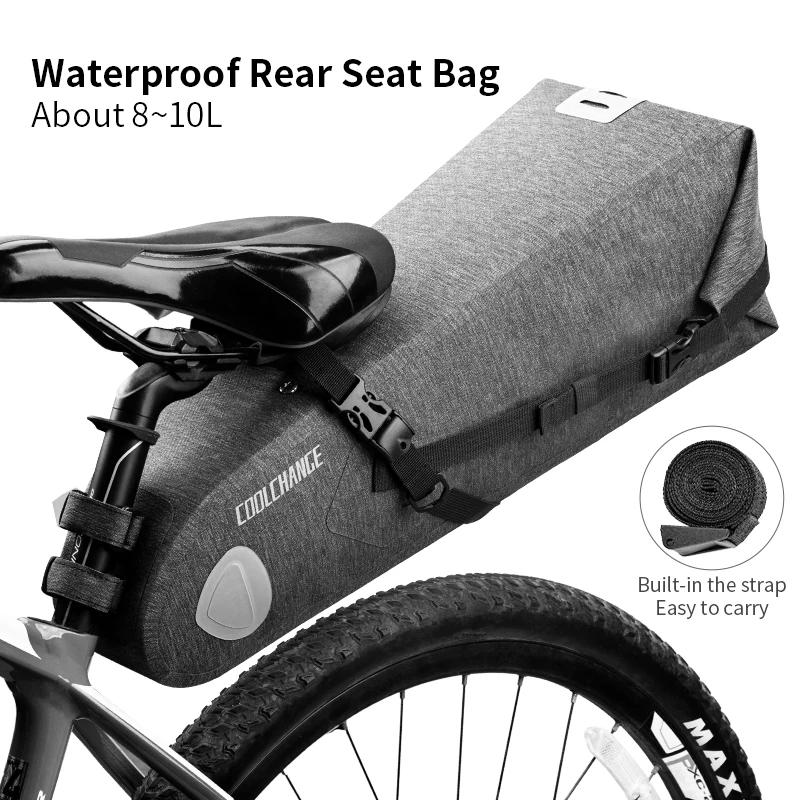Coolchange Mtb Bike Bag Waterproof Reflective Tail Rear Bag Large Capacity Foldable Cycling