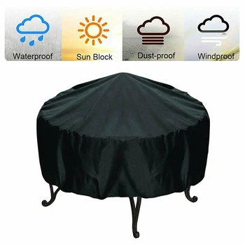 

BBQ Cover Outdoor Dust Waterproof Heavy Duty Grill Cover Rain Protective outdoor Barbecue cover round bbq grill black