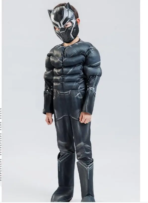 Boys'Dress Хэллоуин пантера Детская одежда анимация героев костюм с искусственной мускулатурой костюм на Хэллоуин, комплект из двух вещей для детей