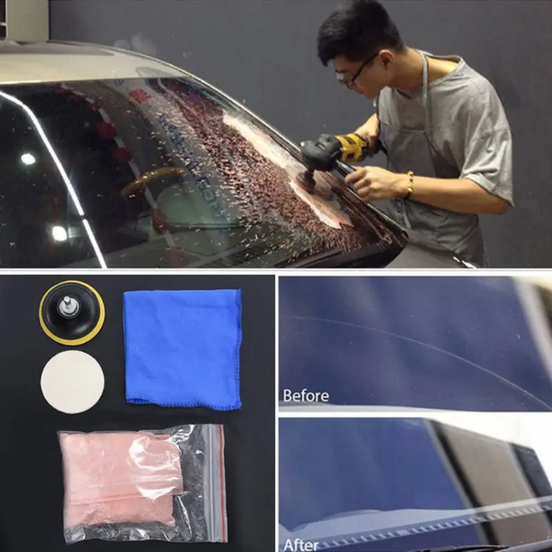 5pcs Car Polish Glass Windshield Polishing Kit Scratch Removal Auto Window Glass Polished Remover Repair Tool Cerium Oxide car scratch remover car polishing kit car glass cleaning kit