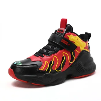 

Size 32-40 Kids Damping Wear-resistant Sneakers Boys Plus Velvet Warm Cotton Shoes Children Hook Loop Non-slip Casual Sneakers